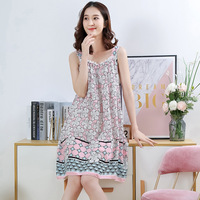 Sanderala Sexy kobiety bawełna drukuj bielizna nocna Plue rozmiar bielizna śliczne koszula nocna miękkie cienkie kobiece bielizna koszula nocna odzież domowa